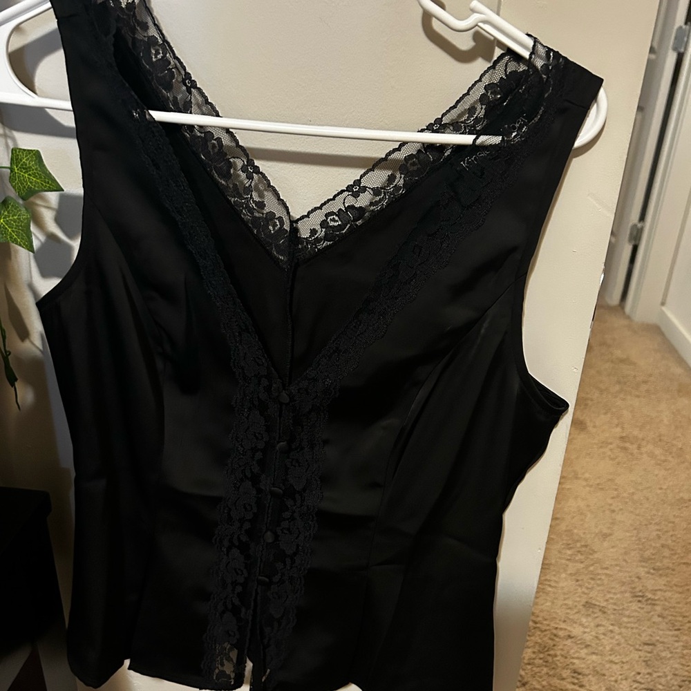 Elegant Black Lace Trim Top